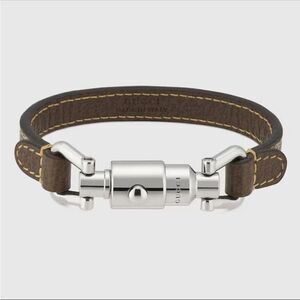 Gucci Piston Lock Supreme Gg Leather Bracelet Small